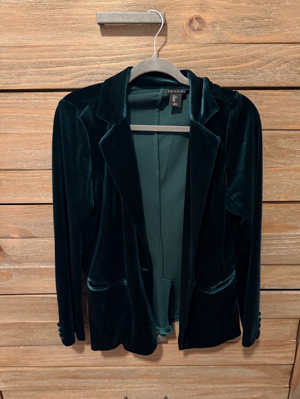 Tahari Dark Green Velvet Blazer Jacket - Women's